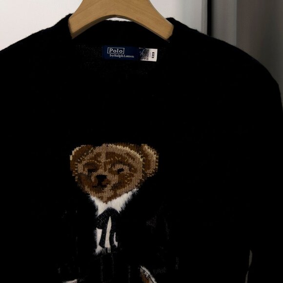 Polo Ralph Lauren Bear Cub Series Black Women's Wool Sweater - Picture 6 of 8
